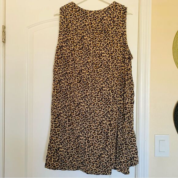 Anthropologie Beach Lunch Lounge Leopard Print Causal Sundress Tank Dress - Picture 6 of 8